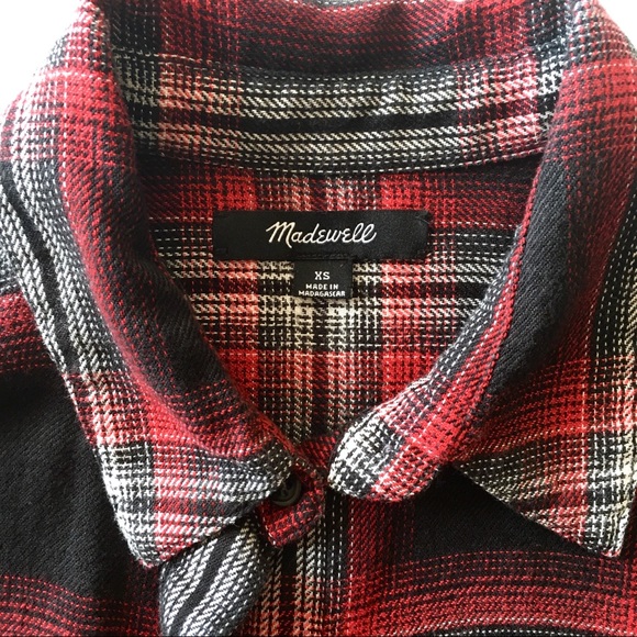 Madewell Grunge Plaid Shirtdress Sz XS -Red black - Picture 7 of 8